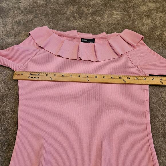 Grace Knitwear Size Medium M Light Pink Ribbed Long Sleeve Stretchy NWT NEW - Picture 8 of 9